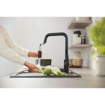 Robinet de cuisine - Mitigeur monocommande évier - Noir Mat - Bec hau