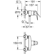 GROHE robinet douche monocommande Start Flow, montage mural, raccord f