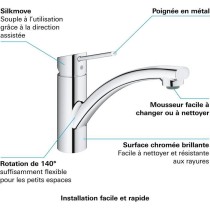 GROHE Robinet évier de cuisine Swift, Mitigeur monocommande avec mous