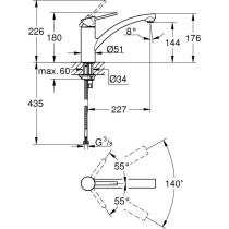 GROHE Robinet évier de cuisine Swift, Mitigeur monocommande avec mous