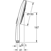 Douchette 3 jets - GROHE - Vitalio SmartActive 150 - Surface de jet bl