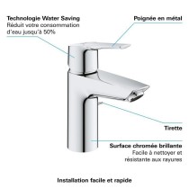 Mitigeur lavabo monocommande chromé - GROHE - START - Economie d'eau