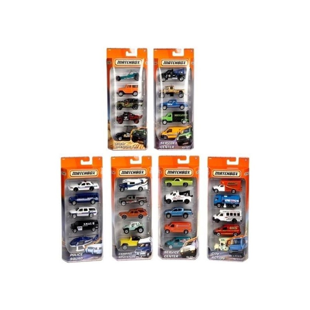 Matchbox - Pack de 5 Véhicules (modele aléatoire) - Petites Voitures