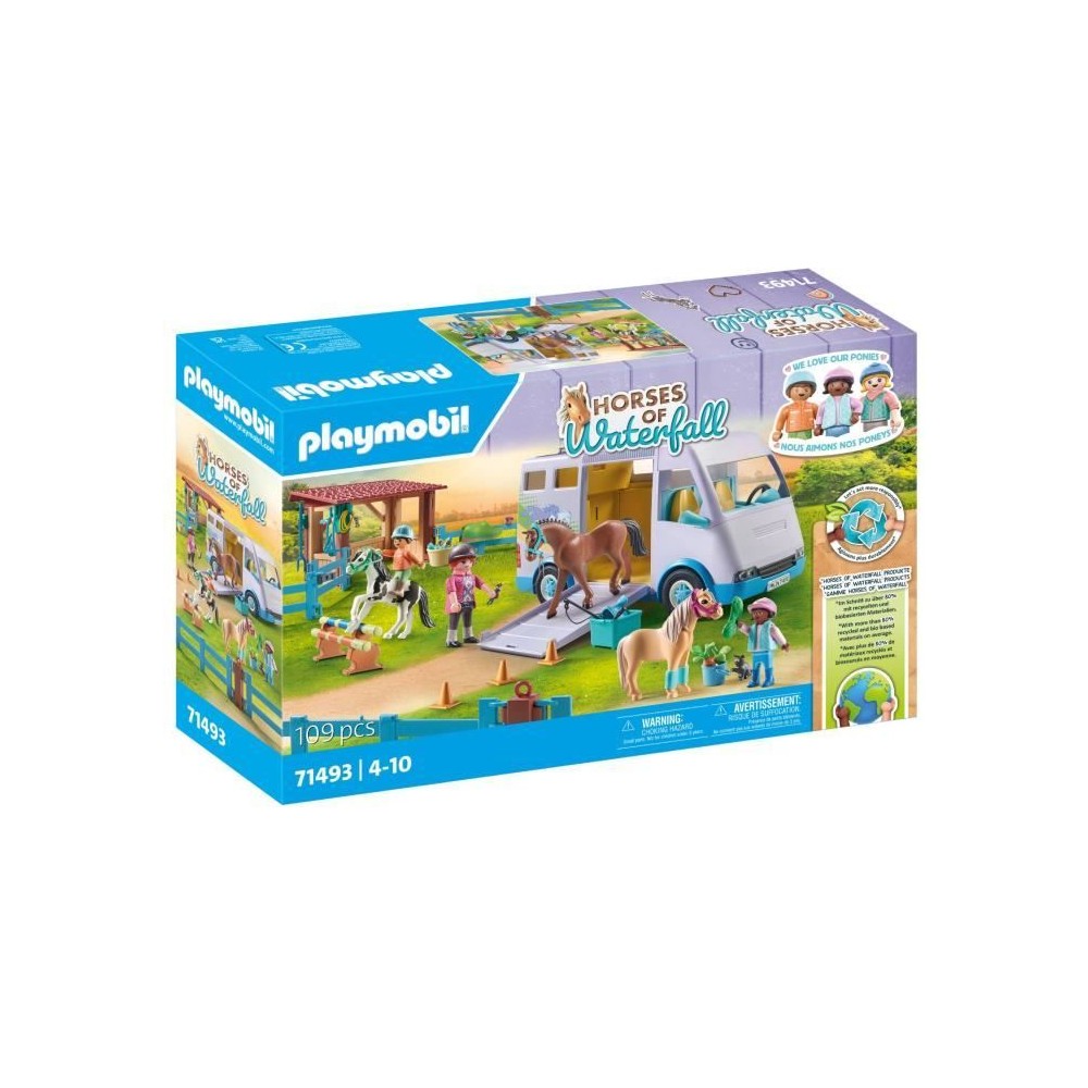 PLAYMOBIL 71493 Van pour cheval et poneys avec enclos, Horses of Water