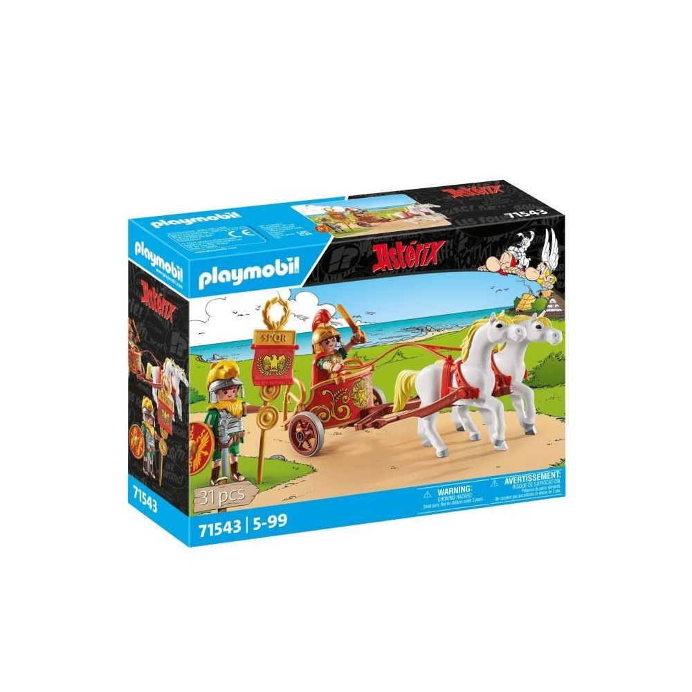 PLAYMOBIL 71543 Char romain et chevaux, Astérix, Avec 2 personnages d