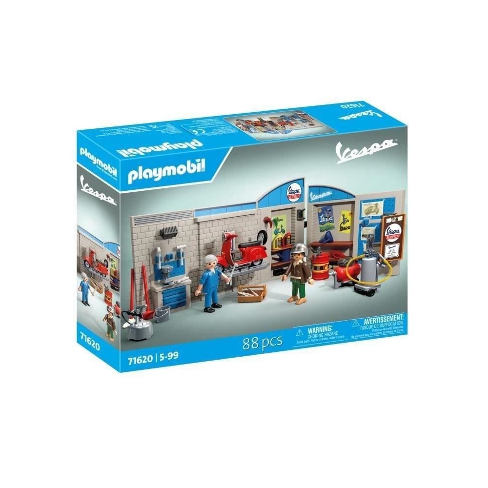 PLAYMOBIL 71620 Vespa Garage, Style rétro, années 60, 88 pieces, Adu