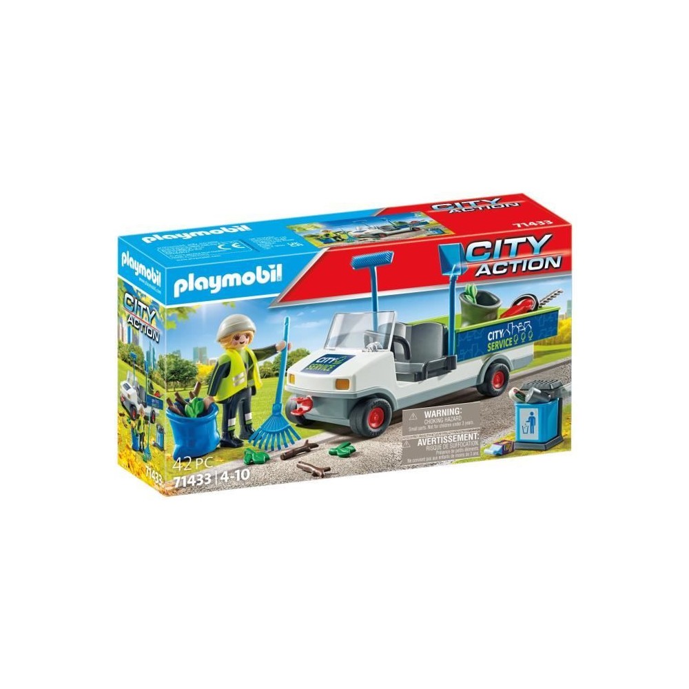 PLAYMOBIL 71433 Agent entretien avec véhicule électrique - City Acti