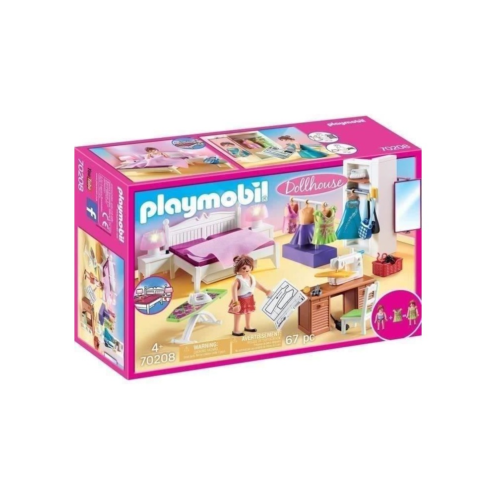 PLAYMOBIL 70208 Chambre avec espace couture, Dollhouse La Maison Tradi