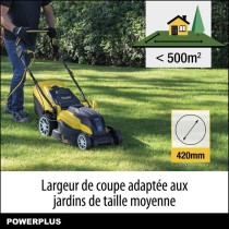 Tondeuse Gazon Électrique POWERPLUS POWXG6281 - 2000W, 420mm Ø, Rama