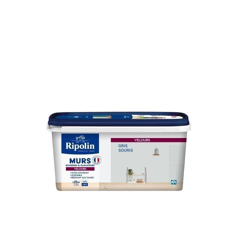 RIPOLIN Peinture Couleur Velours pour Murs, Boiseries Radiateurs - Gri