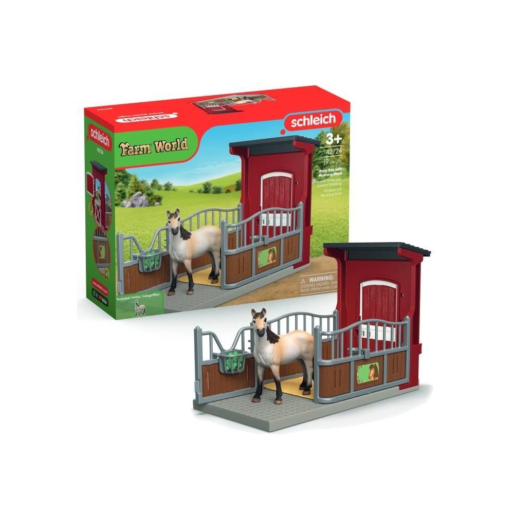 Coffret Box avec Jument Mustang, SCHLEICH 42724 Farm World, Des 4 ans