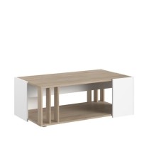 Table basse AUSTRAL - Décor blanc et chene du Japon - L 119 x P 43 x