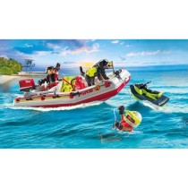 PLAYMOBIL 71464 Bateau de pompier et scooter des mers - Action Hereos