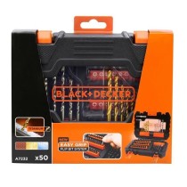 Coffret Perçage Vissage BLACK+DECKER - A7232-XJ - 50 Accessoires - Fo