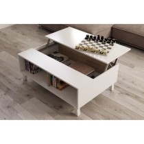 Table basse Relevable - Scandinave - Décor chene et blanc - L 100 x P