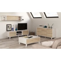 Table basse Relevable - Scandinave - Décor chene et blanc - L 100 x P