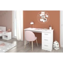 Bureau droit 3 tiroirs - Panneaux de particules - Décor Blanc - Scand