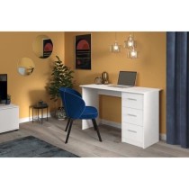 Bureau droit 3 tiroirs - Panneaux de particules - Décor Blanc - Scand