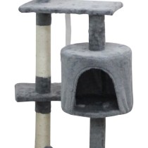 JASPER Arbre a chat gris 40 x 40 x 114 cm -3 plateformes, 1 niche, pot