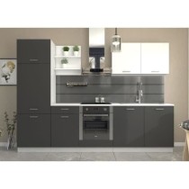 Cuisine complete PREGO- L 270 cm - Gris Graphit - Plan de travail 210