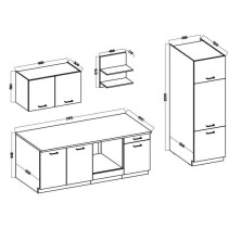 Cuisine complete PREGO- L 270 cm - Gris Graphit - Plan de travail 210