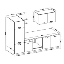 Cuisine complete PREGO- L 270 cm - Gris Graphit - Plan de travail 210