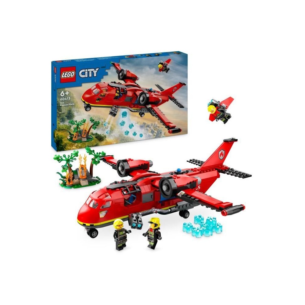 LEGO 60413 City L'Avion de Sauvetage des Pompiers, Jouet avec 3 Minifi