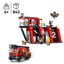 LEGO 60414 City La Caserne et le Camion de Pompiers, Jouet de Figurine