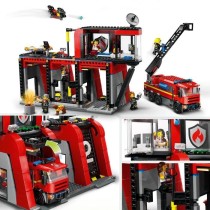 LEGO 60414 City La Caserne et le Camion de Pompiers, Jouet de Figurine