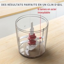 MOULINEX Multimoulinette Mini hachoir électrique, 500 ml, 6 lames aci