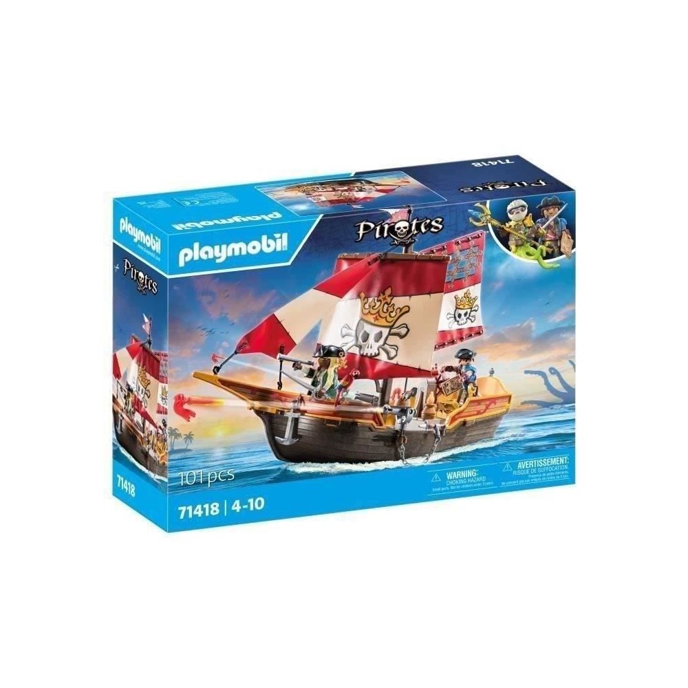 PLAYMOBIL 71418 Chaloupe des pirates, Les pirates, Avec personnages, c