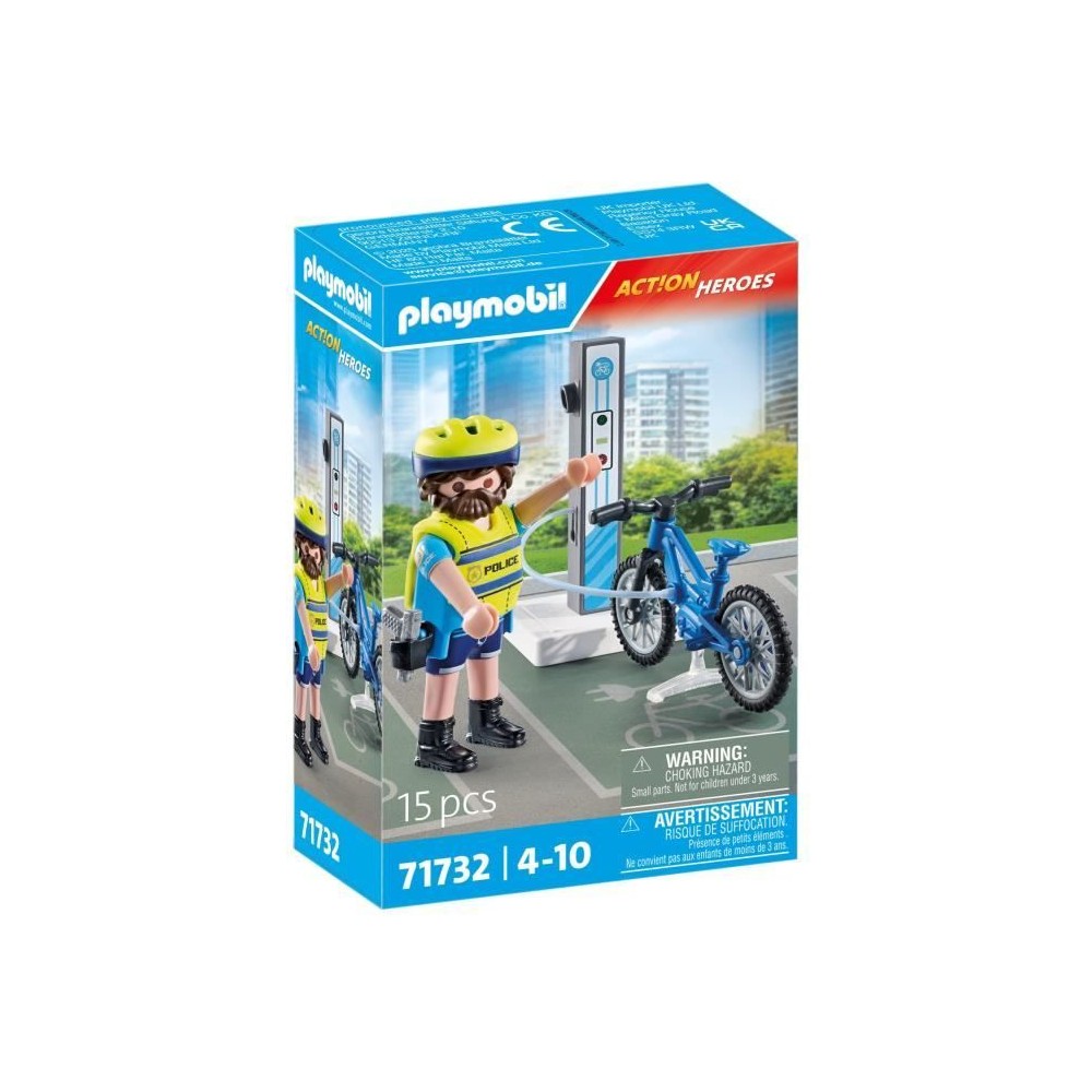 PLAYMOBIL 71732 Policier cycliste avec borne de recharge