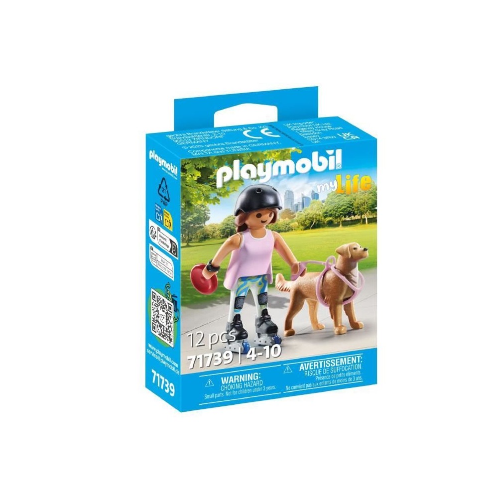 PLAYMOBIL 71739 Jeune fille rolleuse avec Retriever