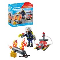 PLAYMOBIL 71826 Pompier pompe a eau & réservoir enflammé