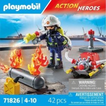 PLAYMOBIL 71826 Pompier pompe a eau & réservoir enflammé