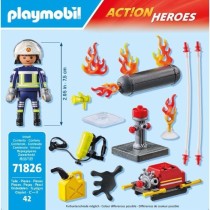 PLAYMOBIL 71826 Pompier pompe a eau & réservoir enflammé