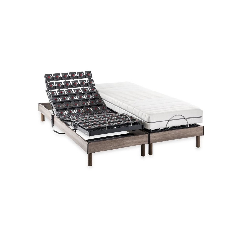 Ensemble matelas + sommiers relaxation électrique - 2x90x200 cm - Mat