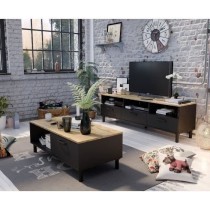 Ensemble Meuble TV+Table basse OXFORD - Style industriel - Mélaminé