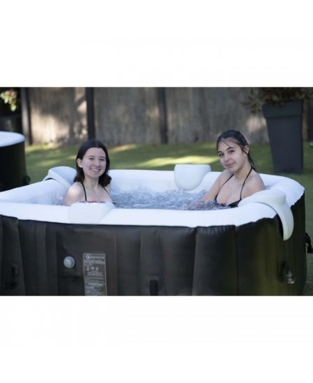 SUNSPA - Spa Gonflable 6 personnes carré avec Bandeau LED - Prêt en 5 minutes - Couverture et filtre inclus