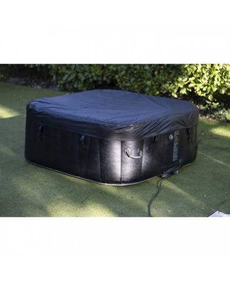 SUNSPA - Spa Gonflable 6 personnes carré avec Bandeau LED - Prêt en 5 minutes - Couverture et filtre inclus