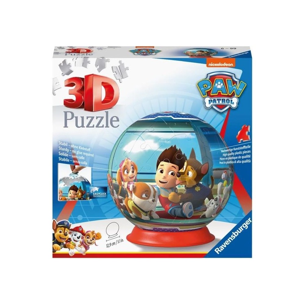 Puzzle 3D Ball Pat'Patrouille - Ravensburger - 72 pieces numérotées