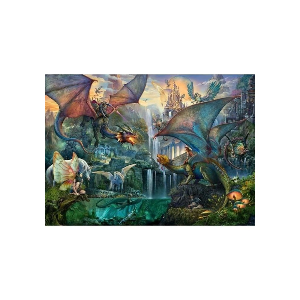 Puzzle 9000 pieces La foret magique des dragons, Fantastique, Adulte,