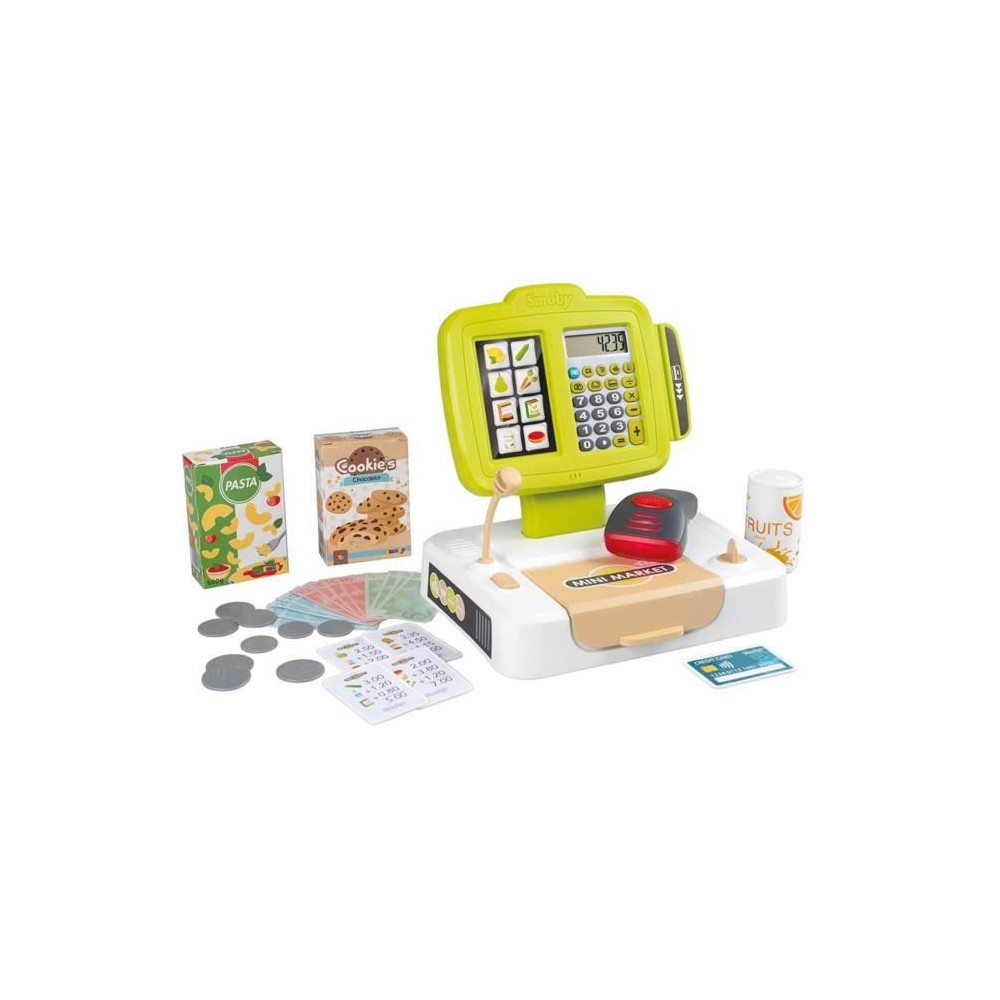 Smoby - Caisse enregistreuse - 30 accessoires inclus - Calculatrice et