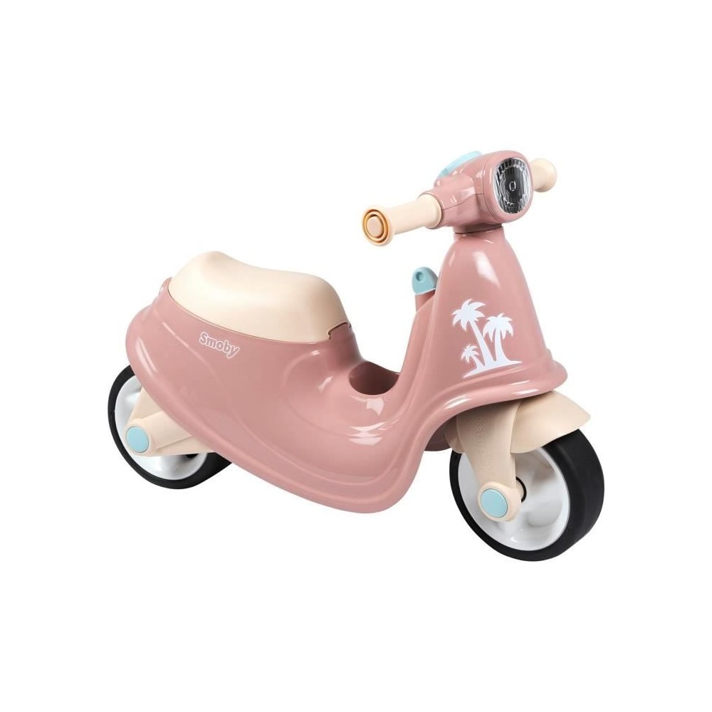 Smoby - Porteur scooter Rose - Coffre a Jouets - Roues silencieuses D