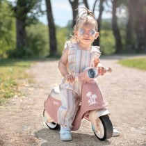 Smoby - Porteur scooter Rose - Coffre a Jouets - Roues silencieuses D