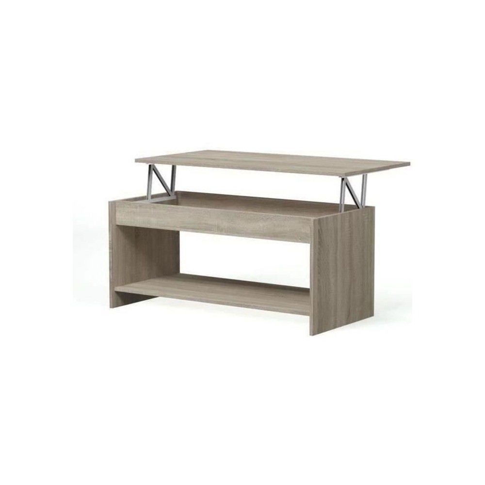 Table basse relevable - Style contemporain - Décor chene sonoma - L10