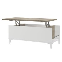 Table basse avec plateau relevable - Blanc/Chene - L 100 x P 50/72 x H