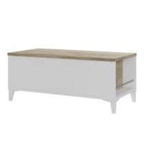 Table basse avec plateau relevable - Blanc/Chene - L 100 x P 50/72 x H