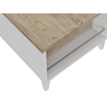 Table basse avec plateau relevable - Blanc/Chene - L 100 x P 50/72 x H