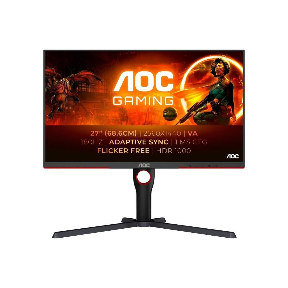 PC Monitor - AOC - Q27G3XMN - 27 QHD - MiniLED - 180Hz - 1ms - Height